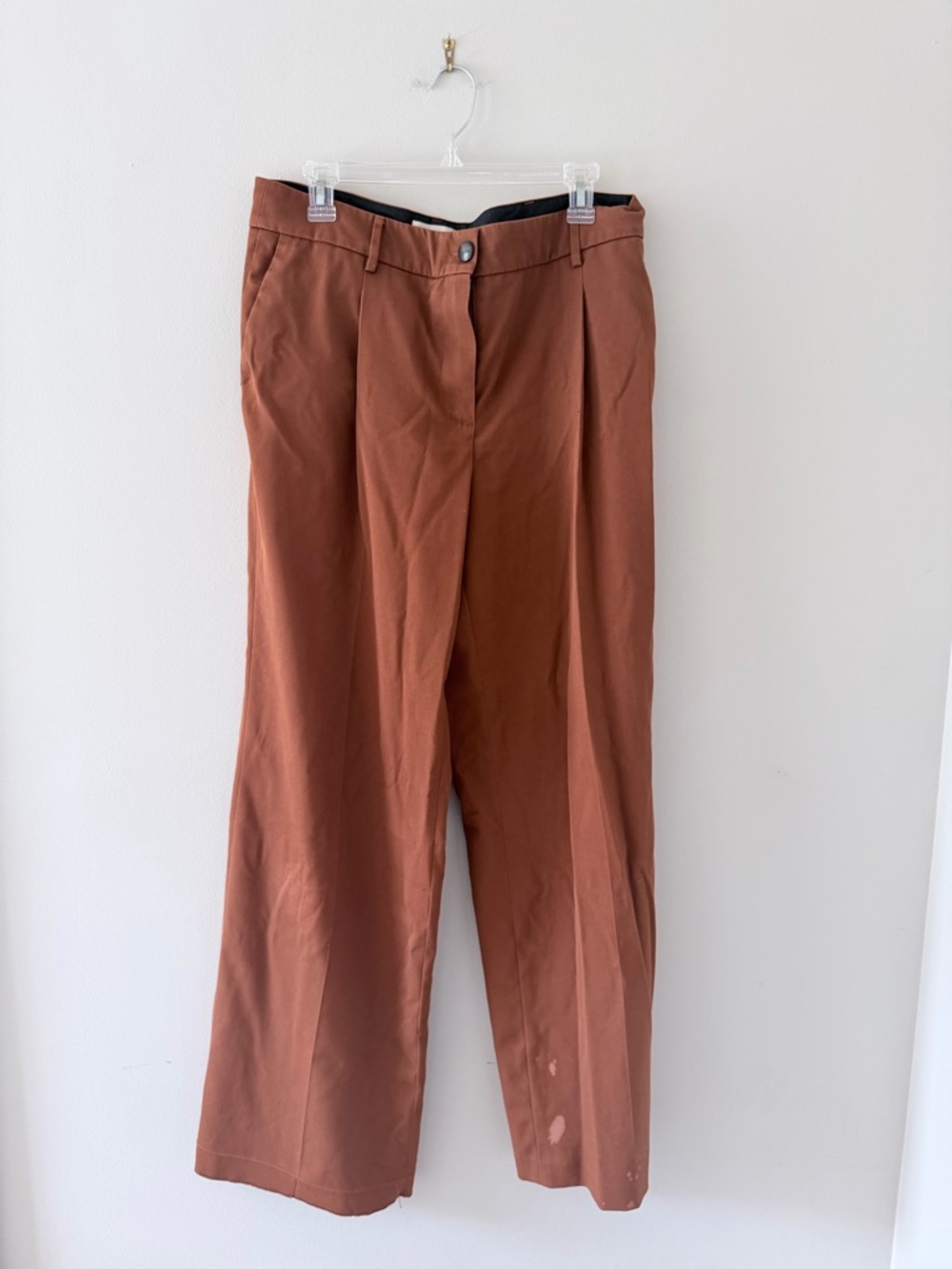 Sezane Rust Brown Dress Pants - Tailored Pleat Front - see photos